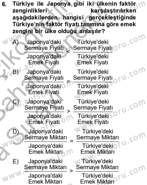 Uluslararası İktisat Dersi 2014 - 2015 Yılı (Vize) Ara Sınav Soruları 6. Soru