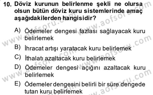 Uluslararası İktisat Dersi 2014 - 2015 Yılı (Final) Dönem Sonu Sınav Soruları 10. Soru