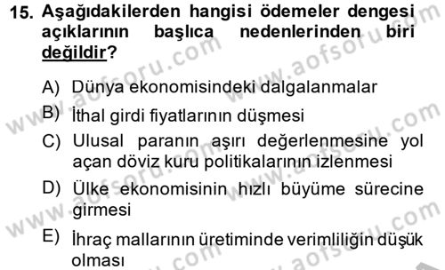 Uluslararası İktisat Dersi 2014 - 2015 Yılı (Final) Dönem Sonu Sınav Soruları 15. Soru