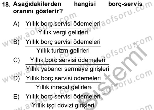 Uluslararası İktisat Dersi 2014 - 2015 Yılı (Final) Dönem Sonu Sınav Soruları 18. Soru