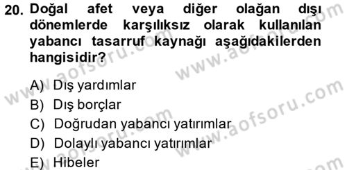 Uluslararası İktisat Dersi 2014 - 2015 Yılı (Final) Dönem Sonu Sınav Soruları 20. Soru