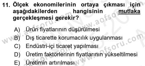 Uluslararası İktisat Dersi 2015 - 2016 Yılı (Vize) Ara Sınav Soruları 11. Soru