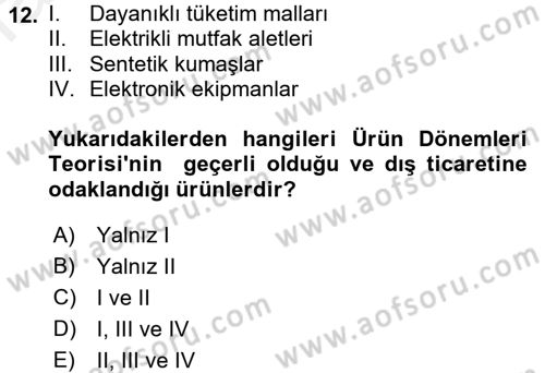 Uluslararası İktisat Dersi 2015 - 2016 Yılı (Vize) Ara Sınav Soruları 12. Soru