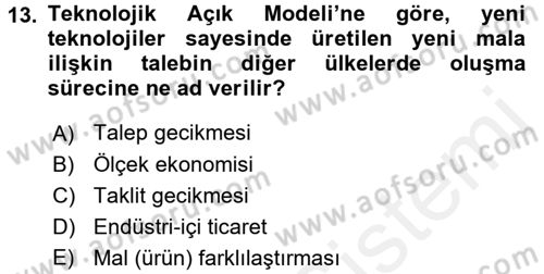Uluslararası İktisat Dersi 2015 - 2016 Yılı (Vize) Ara Sınav Soruları 13. Soru