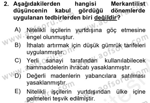 Uluslararası İktisat Dersi 2015 - 2016 Yılı (Vize) Ara Sınav Soruları 2. Soru