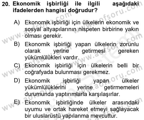 Uluslararası İktisat Dersi 2015 - 2016 Yılı (Vize) Ara Sınav Soruları 20. Soru