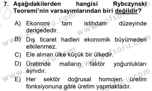 Uluslararası İktisat Dersi 2015 - 2016 Yılı (Vize) Ara Sınav Soruları 7. Soru