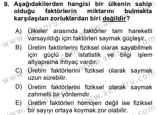 Uluslararası İktisat Dersi 2015 - 2016 Yılı (Vize) Ara Sınav Soruları 9. Soru