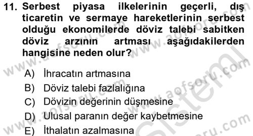 Uluslararası İktisat Dersi 2015 - 2016 Yılı (Final) Dönem Sonu Sınav Soruları 11. Soru