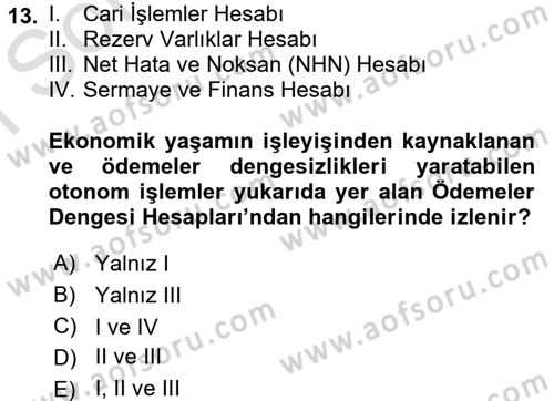 Uluslararası İktisat Dersi 2015 - 2016 Yılı (Final) Dönem Sonu Sınav Soruları 13. Soru