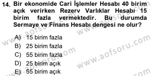 Uluslararası İktisat Dersi 2015 - 2016 Yılı (Final) Dönem Sonu Sınav Soruları 14. Soru