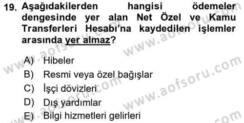 Uluslararası İktisat Dersi 2015 - 2016 Yılı (Final) Dönem Sonu Sınav Soruları 19. Soru