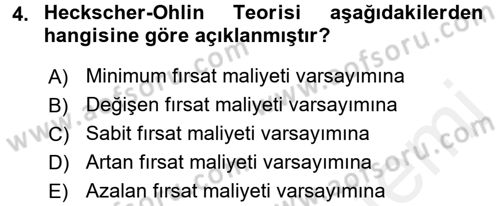 Uluslararası İktisat Dersi 2015 - 2016 Yılı Tek Ders Sınavı 4. Soru