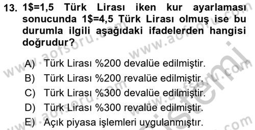Uluslararası İktisat Dersi 2016 - 2017 Yılı 3 Ders Sınav Soruları 13. Soru
