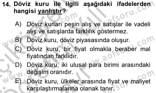 Uluslararası İktisat Dersi 2016 - 2017 Yılı 3 Ders Sınav Soruları 14. Soru