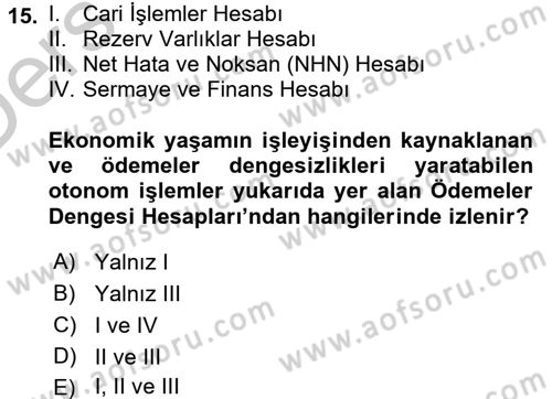Uluslararası İktisat Dersi 2016 - 2017 Yılı 3 Ders Sınav Soruları 15. Soru
