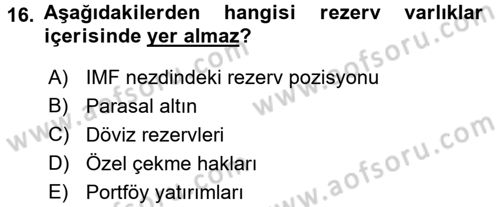 Uluslararası İktisat Dersi 2016 - 2017 Yılı 3 Ders Sınav Soruları 16. Soru