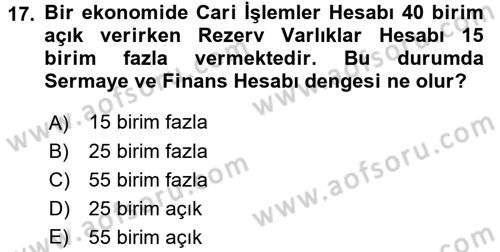 Uluslararası İktisat Dersi 2016 - 2017 Yılı 3 Ders Sınav Soruları 17. Soru