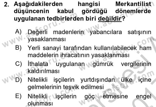 Uluslararası İktisat Dersi 2016 - 2017 Yılı 3 Ders Sınav Soruları 2. Soru