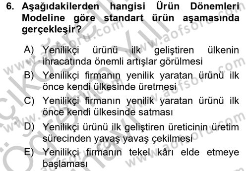 Uluslararası İktisat Dersi 2016 - 2017 Yılı 3 Ders Sınav Soruları 6. Soru