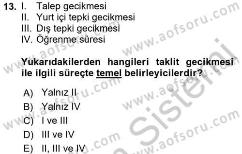 Uluslararası İktisat Dersi 2016 - 2017 Yılı (Vize) Ara Sınav Soruları 13. Soru