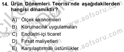 Uluslararası İktisat Dersi 2016 - 2017 Yılı (Vize) Ara Sınav Soruları 14. Soru