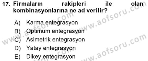 Uluslararası İktisat Dersi 2016 - 2017 Yılı (Vize) Ara Sınav Soruları 17. Soru