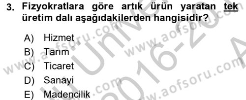 Uluslararası İktisat Dersi 2016 - 2017 Yılı (Vize) Ara Sınavı 3. Soru