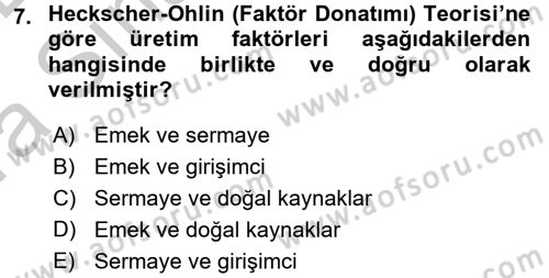 Uluslararası İktisat Dersi 2016 - 2017 Yılı (Vize) Ara Sınav Soruları 7. Soru