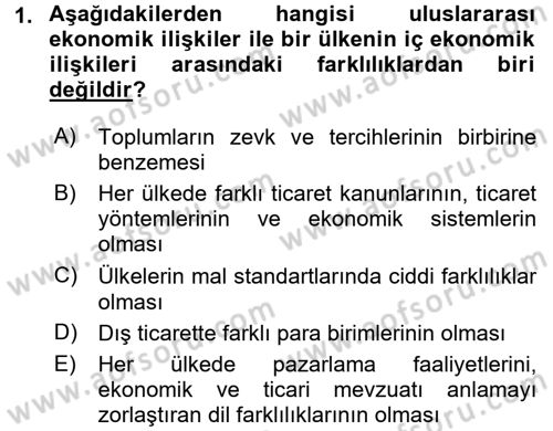 Uluslararası İktisat Dersi 2016 - 2017 Yılı (Final) Dönem Sonu Sınav Soruları 1. Soru