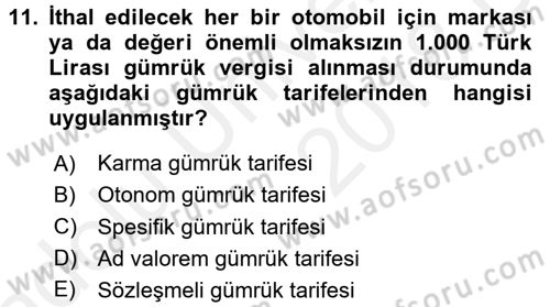 Uluslararası İktisat Dersi 2017 - 2018 Yılı 3 Ders Sınav Soruları 11. Soru