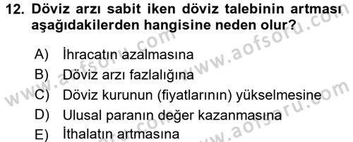 Uluslararası İktisat Dersi 2017 - 2018 Yılı 3 Ders Sınav Soruları 12. Soru