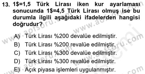 Uluslararası İktisat Dersi 2017 - 2018 Yılı 3 Ders Sınav Soruları 13. Soru