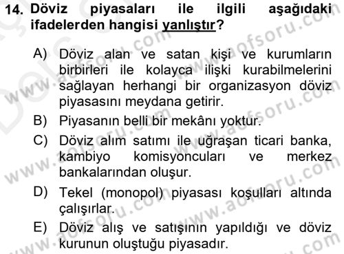 Uluslararası İktisat Dersi 2017 - 2018 Yılı 3 Ders Sınav Soruları 14. Soru
