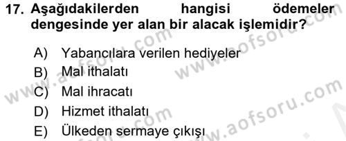 Uluslararası İktisat Dersi 2017 - 2018 Yılı 3 Ders Sınav Soruları 17. Soru