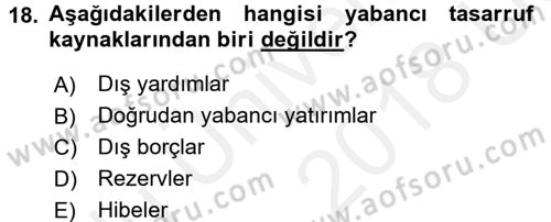 Uluslararası İktisat Dersi 2017 - 2018 Yılı 3 Ders Sınav Soruları 18. Soru