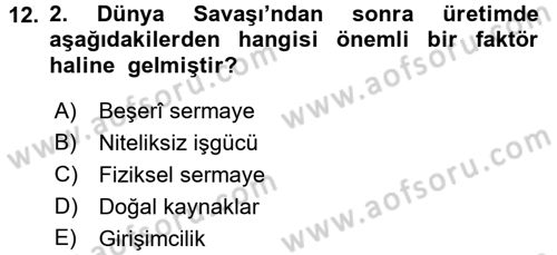 Uluslararası İktisat Dersi 2017 - 2018 Yılı (Vize) Ara Sınav Soruları 12. Soru