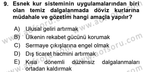Uluslararası İktisat Dersi 2017 - 2018 Yılı (Final) Dönem Sonu Sınav Soruları 9. Soru