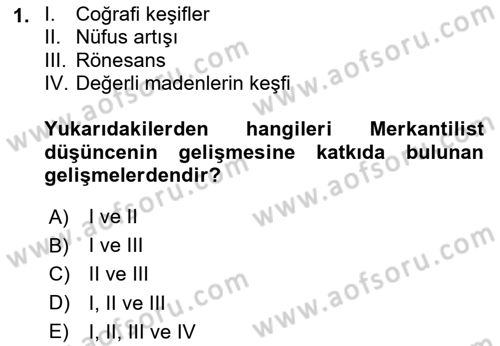 Uluslararası İktisat Dersi 2020 - 2021 Yılı Yaz Okulu Sınav Soruları 1. Soru