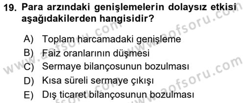 Uluslararası İktisat Dersi 2020 - 2021 Yılı Yaz Okulu Sınav Soruları 19. Soru