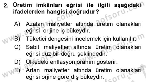 Uluslararası İktisat Dersi 2020 - 2021 Yılı Yaz Okulu Sınav Soruları 2. Soru