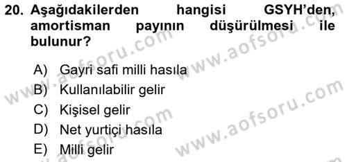 Uluslararası İktisat Dersi 2020 - 2021 Yılı Yaz Okulu Sınav Soruları 20. Soru