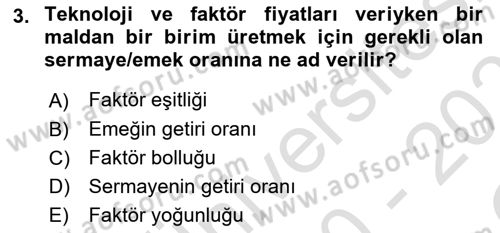 Uluslararası İktisat Dersi 2020 - 2021 Yılı Yaz Okulu Sınav Soruları 3. Soru