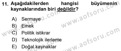 Uluslararası İktisat Dersi 2021 - 2022 Yılı (Vize) Ara Sınav Soruları 11. Soru