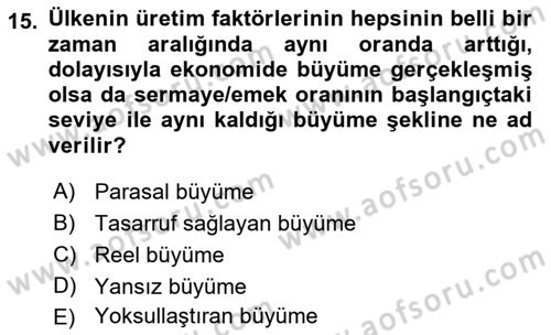 Uluslararası İktisat Dersi 2021 - 2022 Yılı (Vize) Ara Sınav Soruları 15. Soru