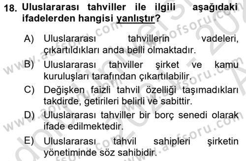 Uluslararası İktisat Dersi 2021 - 2022 Yılı (Vize) Ara Sınav Soruları 18. Soru