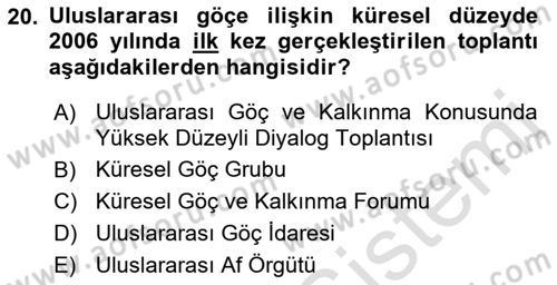 Uluslararası İktisat Dersi 2021 - 2022 Yılı (Vize) Ara Sınav Soruları 20. Soru