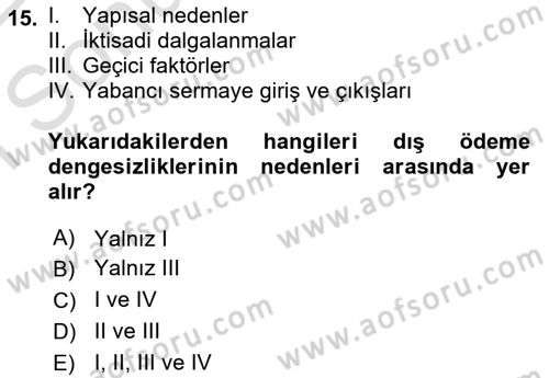 Uluslararası İktisat Dersi 2021 - 2022 Yılı (Final) Dönem Sonu Sınav Soruları 15. Soru