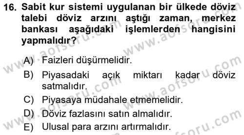 Uluslararası İktisat Dersi 2021 - 2022 Yılı (Final) Dönem Sonu Sınav Soruları 16. Soru