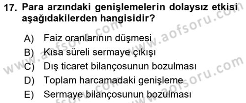 Uluslararası İktisat Dersi 2021 - 2022 Yılı (Final) Dönem Sonu Sınav Soruları 17. Soru